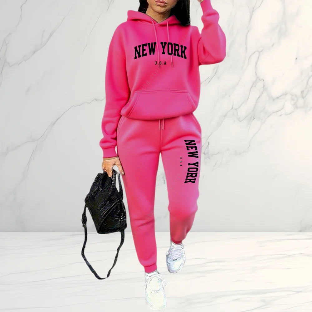 2026 Frühling Herbst Damen Sets 2-teilig Hoodies Hosen Anzug Sportoutfits Buchstaben Druck Ästhetische Kleidung Damen Trainingsanzug Hosen Sets