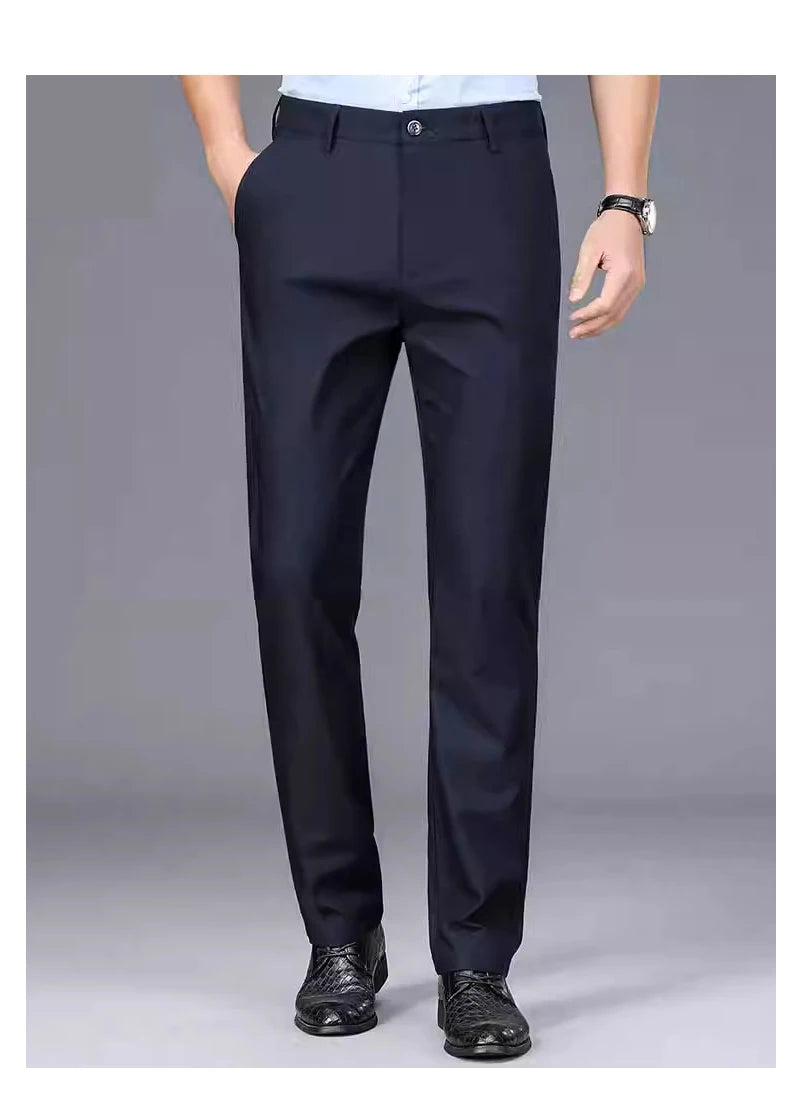 Herrenhose Stretch Einfarbig Schwarz Smart-Casual Herrenhose Büro Schnell trocknend Anzughose Neue Frühling-Herbst Koreanische gerade Hose