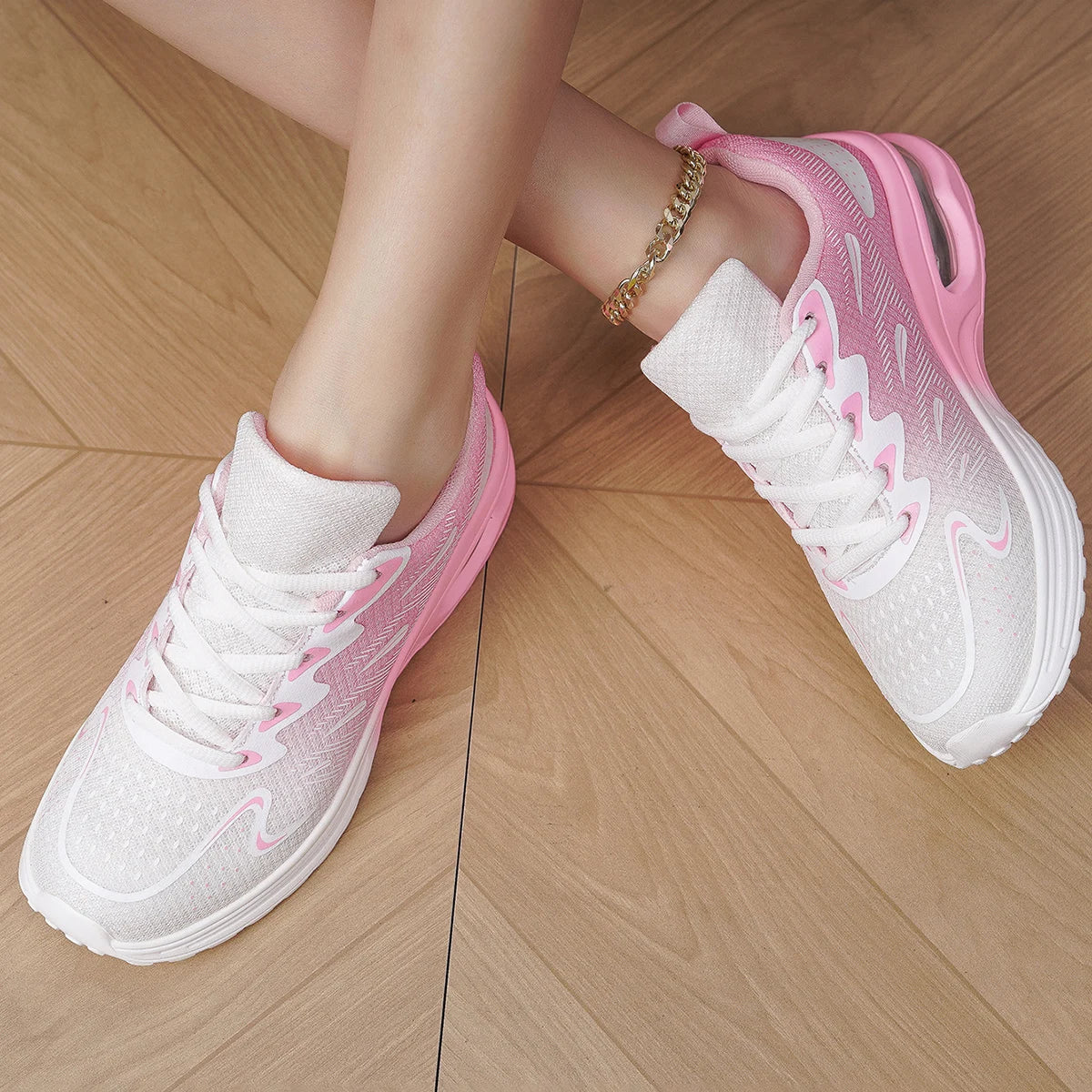 Damen Sneaker Laufschuhe Damen Mode Luftgepolsterte Mesh Atmungsaktive Tennis Sportschuhe