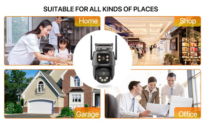 WONSDAR 4K PTZ WIFI Kamera Doppellinse Doppeltbildschirm IP Kamera Außenbereich HD Automatische Verfolgung Sicherheitsüberwachung CCTV Überwachung iCSee