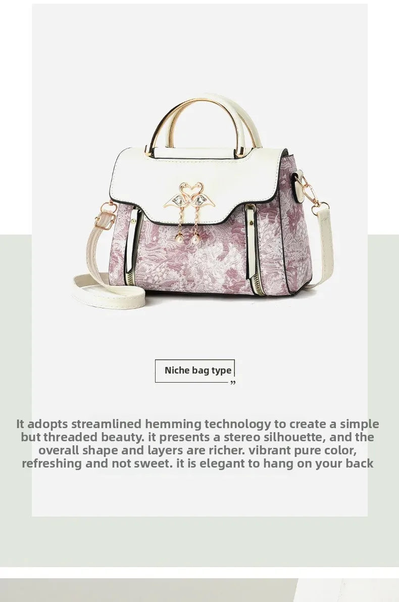 Modische Feen-Handtasche für Damen, Schulter- und Umhängetasche, elegante Ausstrahlung, PU-Leder, Polyesterfaser, inneres Reißverschlussfach