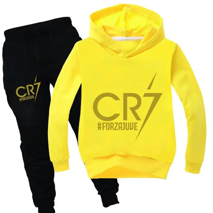 Kinderkleidung Hoodie + Hose Anzug 2-teilig Jungen-Trainingsanzug 3-12 Jahre Frühling Herbst Sweatshirt-Set Fußball CR7 Kinder-Sportanzug