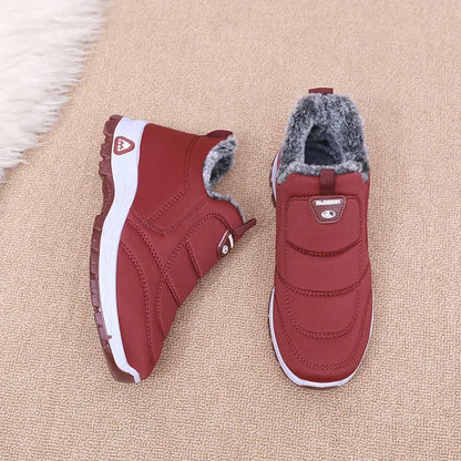 Winter Dickes Fleece Gefüttertes Leder Oberflächen Anti-Rutsch Warme Baumwollschuhe für Frauen Bequeme Flache Schuhe