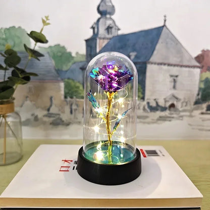Künstliche Rosenblumen Valentinstagsgeschenk für die Freundin Ewige Rose LED-Licht Folienblume Hochzeitsdekoration