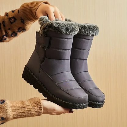 Wasserdichte Winterstiefel für Damen 2025 Neue Kunstfell-Langplüsch-Schneestiefel Damen Plateau-Schuhe Warme Baumwollstiefeletten für Paare