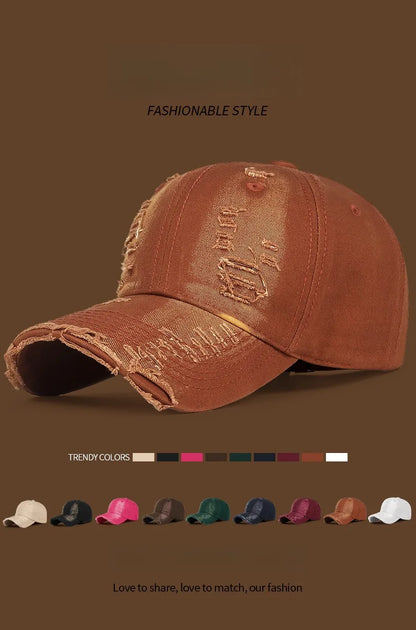 Coole Mode Damen Herren Ripped Denim Baumwoll Baseballcap Unisex  Für Damen und Herren