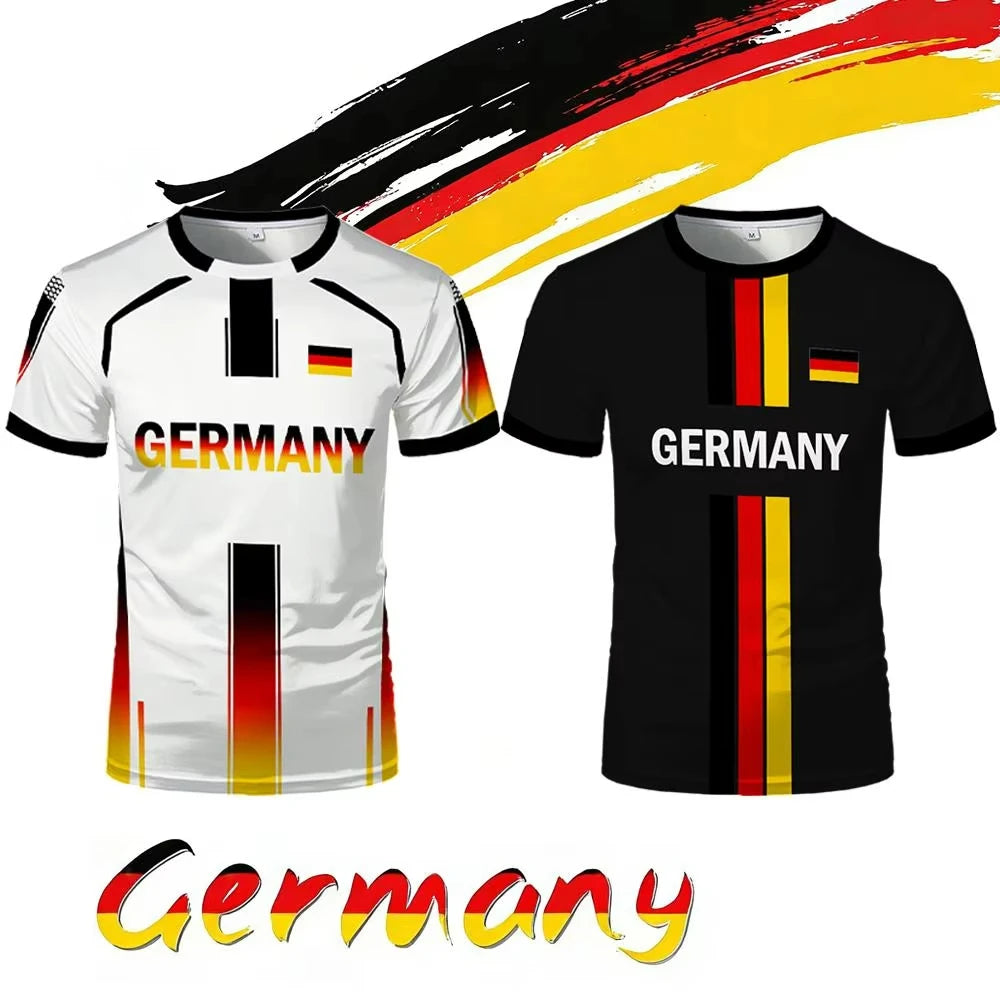 2026 Neues Deutschland T-Shirt mit Flaggendruck T-Shirt für Männer und Frauen, Schnell trocknend, Fußballtraining, Freizeit- und Straßenkleidung, Kurzarm-Sporttop