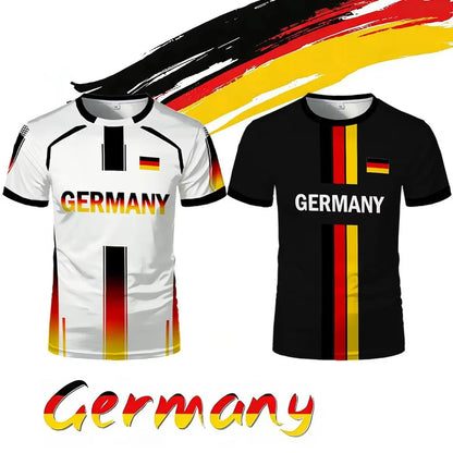 2026 Neues Deutschland T-Shirt mit Flaggendruck T-Shirt für Männer und Frauen, Schnell trocknend, Fußballtraining, Freizeit- und Straßenkleidung, Kurzarm-Sporttop