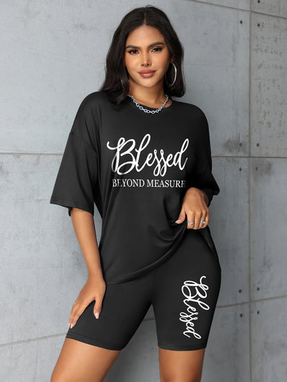 Plus-Size-Sets für Frauen Sommer 2-teilig bedruckt elegante Damen-Sets Kurze Sets