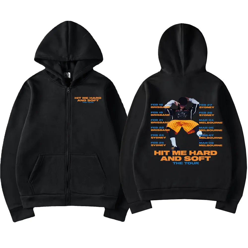 Hit Me Hard and Soft 2025 Tour Reißverschluss-Hoodies für Männer und Frauen Harajuku Pullover Mode Hip-Hop Zip-Up-Sweatshirts Jacken Fan-Geschenk