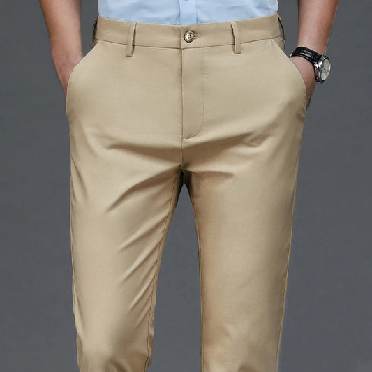 Herrenhose Stretch Einfarbig Schwarz Smart-Casual Herrenhose Büro Schnell trocknend Anzughose Neue Frühling-Herbst Koreanische gerade Hose