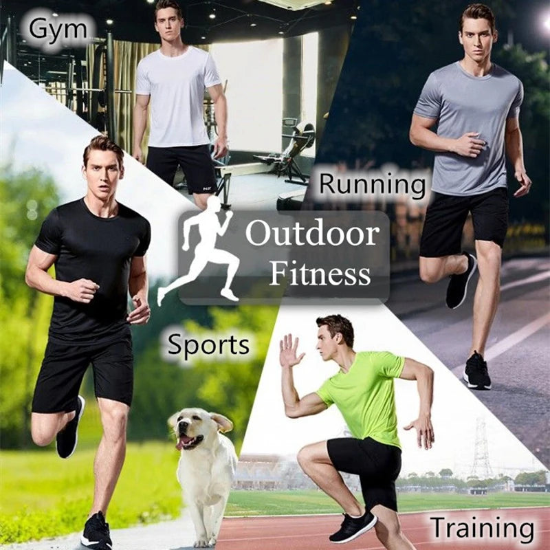 Herren Schnell trocknendes T-Shirt mit kurzem Arm, für Fitness und Laufen, Feuchtigkeitstransport, Rundhalsausschnitt, Trainings- und Sportshirt, Oberteil, leicht