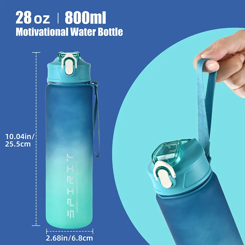 Sportwasserflasche mit Zeit-Tracking-Trinkhalm, auslaufsicherem Verschluss und klappbarem Deckel, ideal für unterwegs und Outdoor-Abenteuer