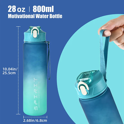 Sportwasserflasche mit Zeit-Tracking-Trinkhalm, auslaufsicherem Verschluss und klappbarem Deckel, ideal für unterwegs und Outdoor-Abenteuer