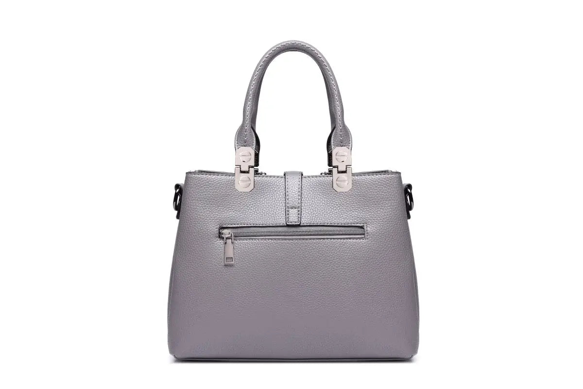 Miss Lulu Leder-Look Schultertasche mit Pom-Pom-Dekoration Stylische Handtasche für Damen Praktische Schultertasche