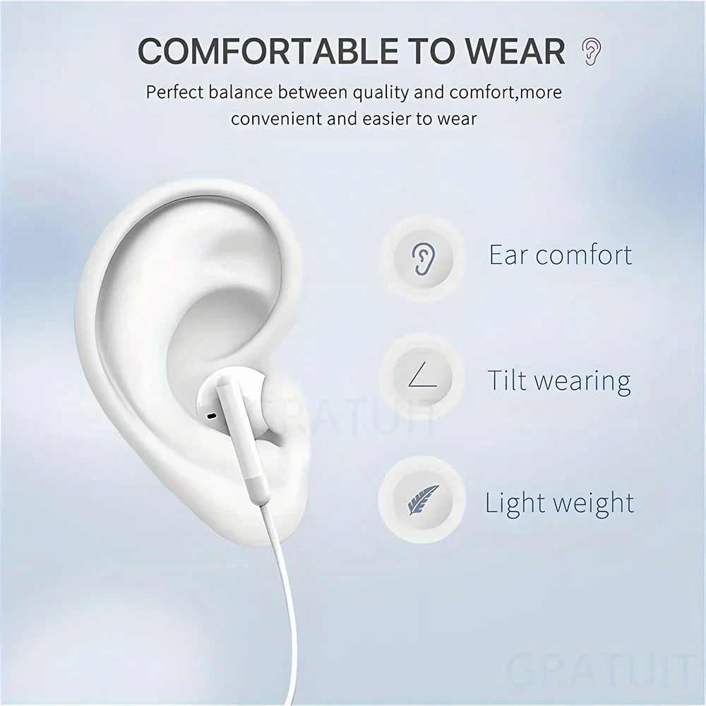 Auriculares con cable y micrófono para iPhone, iPod, iPad, auriculares ligeros con control de volumen, conector para auriculares de 6,35 mm