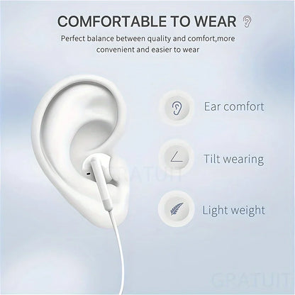 Auriculares con cable y micrófono para iPhone, iPod, iPad, auriculares ligeros con control de volumen, conector para auriculares de 6,35 mm