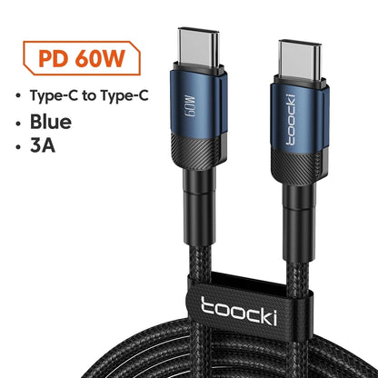 Toocki 100W Typ C zu USB C Kabel PD 3.0 Schnellladung 4.0 Fast Charging Typ C zu Typ C für iPhone 15 MacBook Samsung Xiaomi
