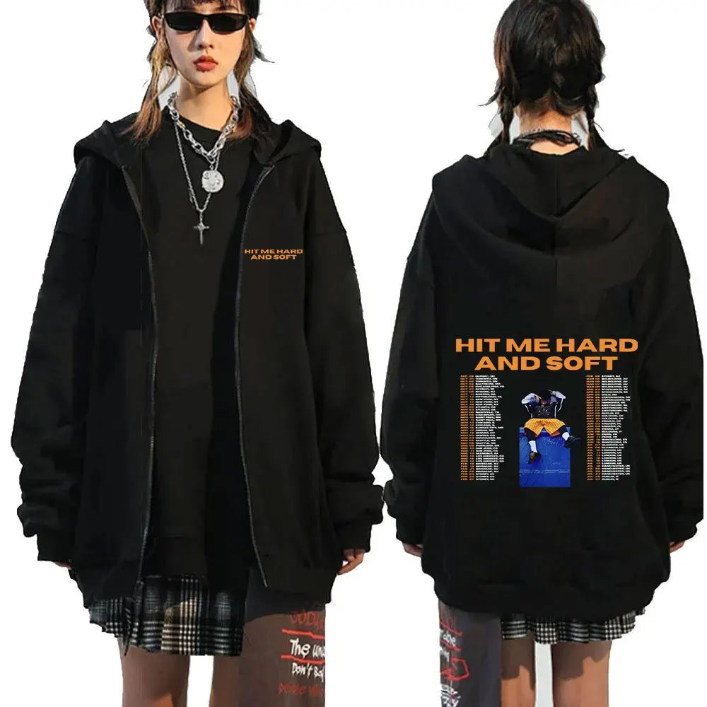 Hit Me Hard and Soft 2025 Tour Reißverschluss-Hoodies für Männer und Frauen Harajuku Pullover Mode Hip-Hop Zip-Up-Sweatshirts Jacken Fan-Geschenk