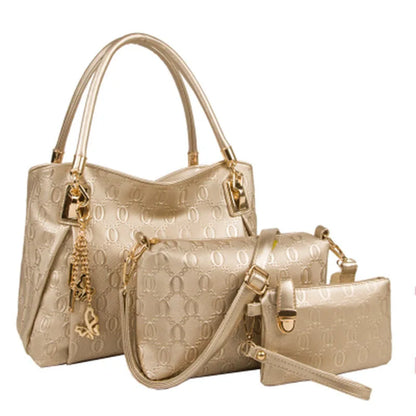 Damenhandtaschen 3-teiliges Set Damen Schultertasche Modische Geldbörse Vintage Kunst-Leder Tasche Handtasche mit großer Kapazität Schräg Schultertasche
