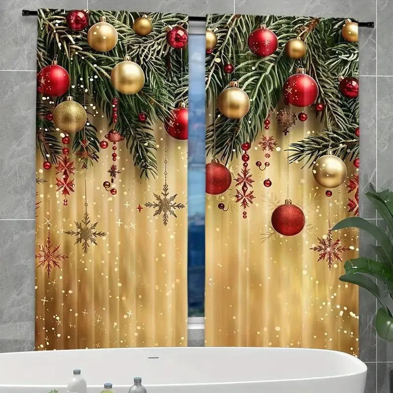 Weihnachten silberne Ballon-Print-Vorhänge, Weihnachtsdekoration, Schlafzimmer und Wohnzimmer, Wohnungsdekoration, Zimmerdekoration