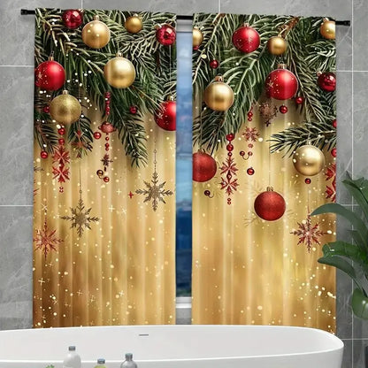 Weihnachten silberne Ballon-Print-Vorhänge, Weihnachtsdekoration, Schlafzimmer und Wohnzimmer, Wohnungsdekoration, Zimmerdekoration