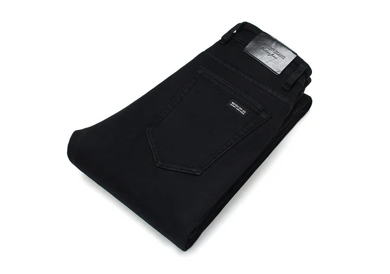 Herren Klassische Modemarke Jeans Homme Mann Weiche Stretch Schwarze  Denim Hosen Herrenhosen