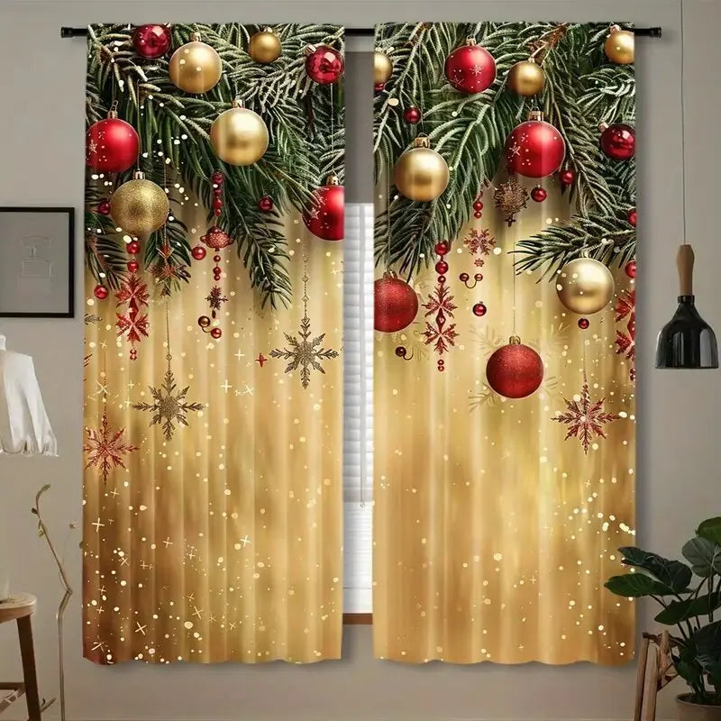 Weihnachten silberne Ballon-Print-Vorhänge, Weihnachtsdekoration, Schlafzimmer und Wohnzimmer, Wohnungsdekoration, Zimmerdekoration