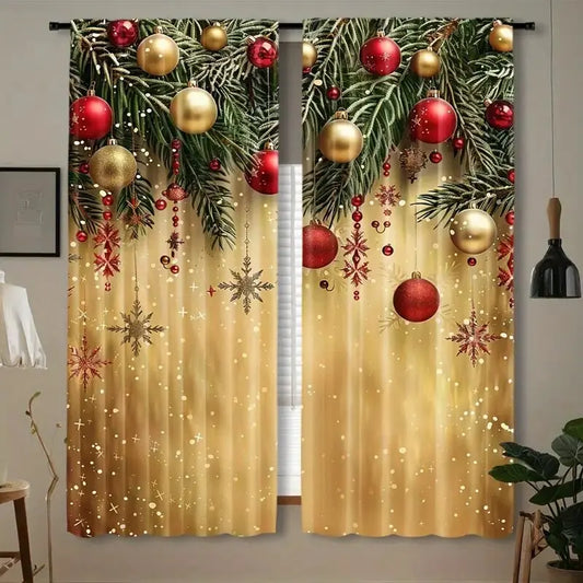 Weihnachten silberne Ballon-Print-Vorhänge, Weihnachtsdekoration, Schlafzimmer und Wohnzimmer, Wohnungsdekoration, Zimmerdekoration