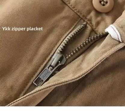 Neue Herren Frühling und Herbst Retro Komfort Gerade Hose Slacks  100% Baumwolle Modische Locker Freizeit Hose für Männer