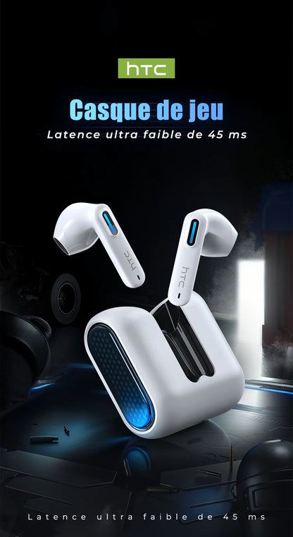 HTC NE49 Bluetooth-Kopfhörer V6.0 TWS Sport Wireless Kopfhörer Ultra geringe Latenz Gaming-Headset Ohrhörer Lange Lebensdauer