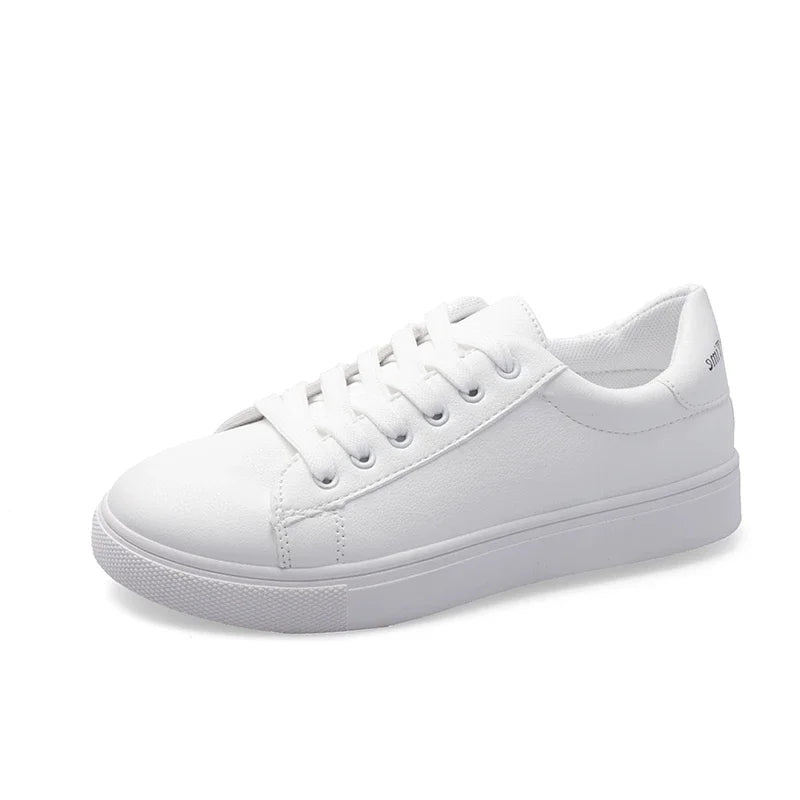 Damen Sneaker 2026 Mode Atmungsaktive Vulkanisierte Schuhe PU-Leder Plateau-Schuhe Weiße Schnürschuhe Lässige Schuhe Zapatos Mujer