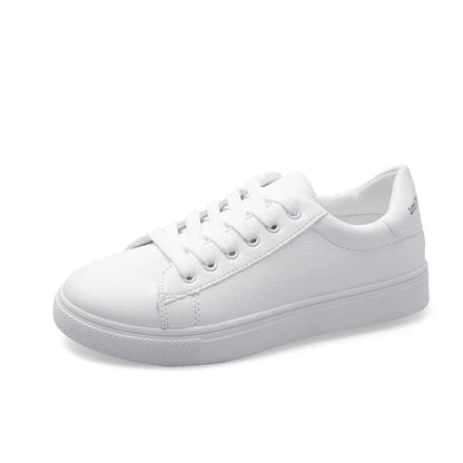 Damen Sneaker 2026 Mode Atmungsaktive Vulkanisierte Schuhe PU-Leder Plateau-Schuhe Weiße Schnürschuhe Lässige Schuhe Zapatos Mujer