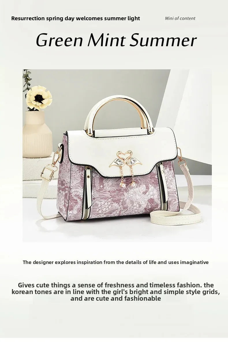 Modische Feen-Handtasche für Damen, Schulter- und Umhängetasche, elegante Ausstrahlung, PU-Leder, Polyesterfaser, inneres Reißverschlussfach