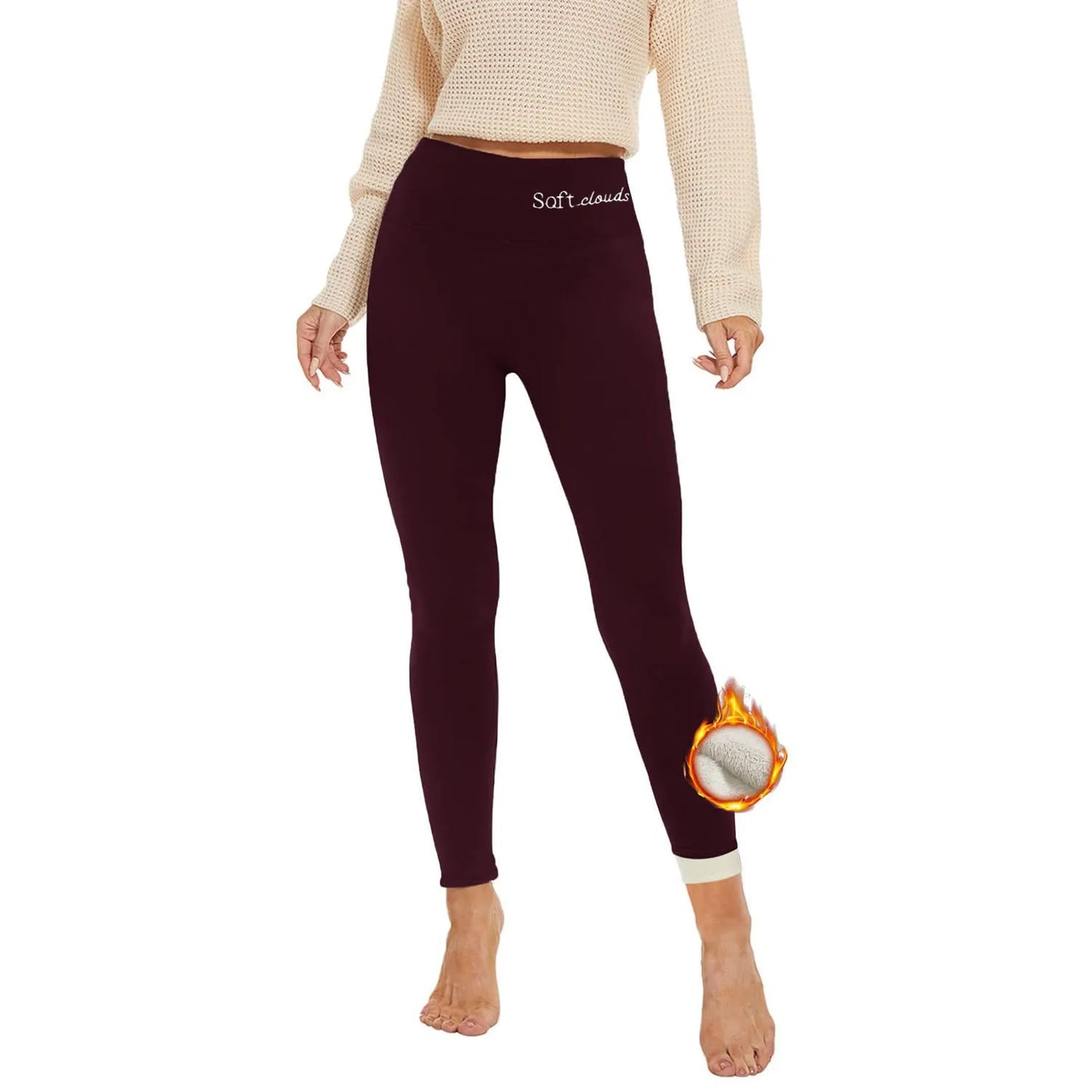 Winter Damen Warme Leggings Plüschgefütterte Thermohose Verdickte Buchstaben Stickerei Schlanke Elastische Strumpfhosen