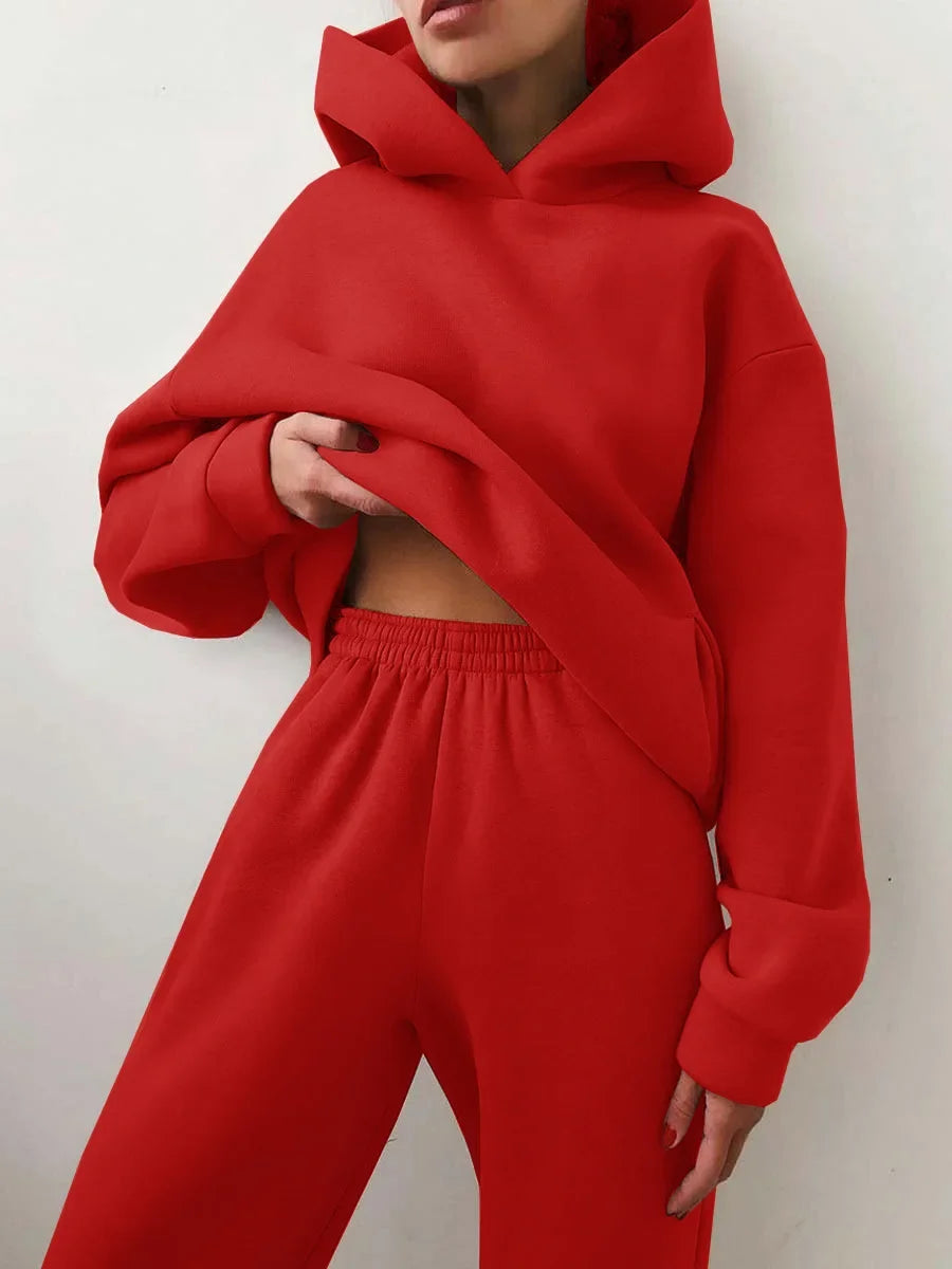 Großformat modisches Sweatshirt mit langen Ärmeln und Hosen-Set Herbst/Winter Damen Freizeitbekleidung Zweiteiliger Anzug Bequeme Plus-Size...