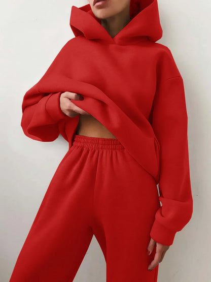 Großformat modisches Sweatshirt mit langen Ärmeln und Hosen-Set Herbst/Winter Damen Freizeitbekleidung Zweiteiliger Anzug Bequeme Plus-Size...