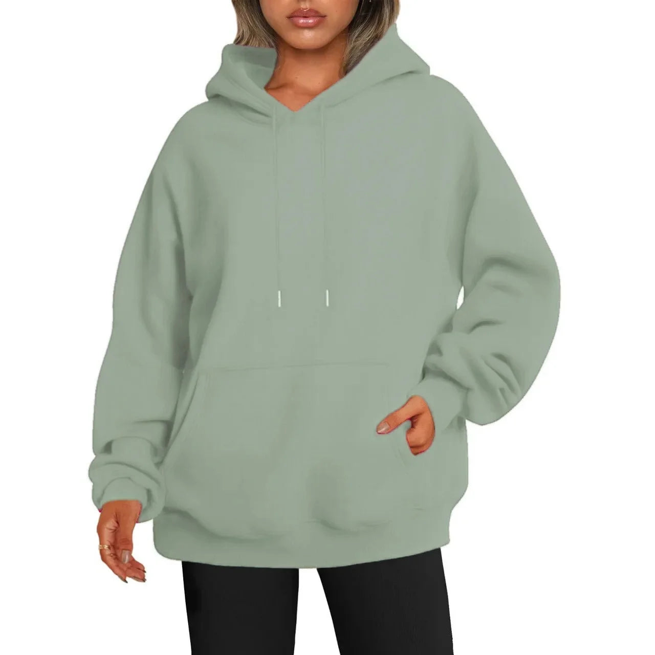 Übergroßer Hoodie Sweatshirt mit fallender Schulter und Bündchen  Damen Herbst dicker Hoodie Lässiger Streetwear-Stil