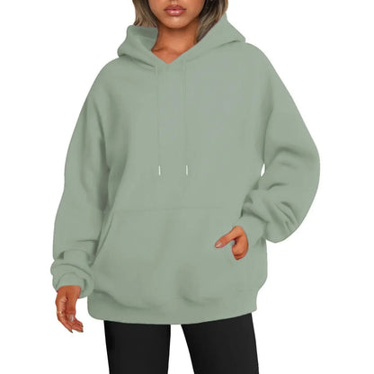 Übergroßer Hoodie Sweatshirt mit fallender Schulter und Bündchen  Damen Herbst dicker Hoodie Lässiger Streetwear-Stil