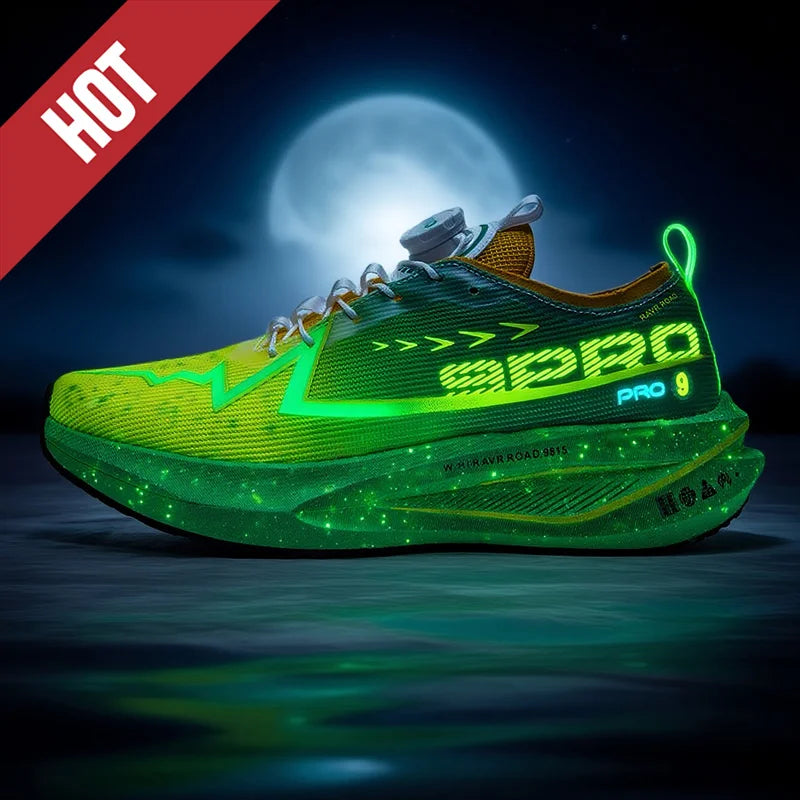Fluoreszierende Laufschuhe Kohlefaserplatte Marathon Herren Sport Atmungsaktiv Leicht Damen Bequeme Sportliche Sneakers Freizeit