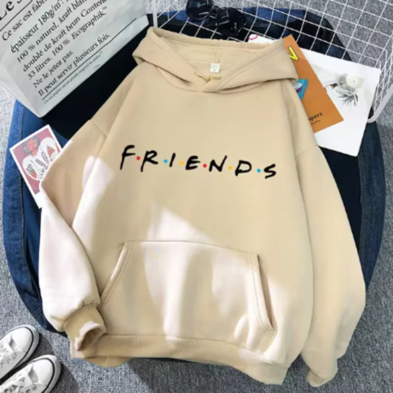 Damen Friends Print Hoodie Langarm-Pullover Modische Kleidung Freizeit Einfarbig Damen Frühling Herbst Modische Streetwear