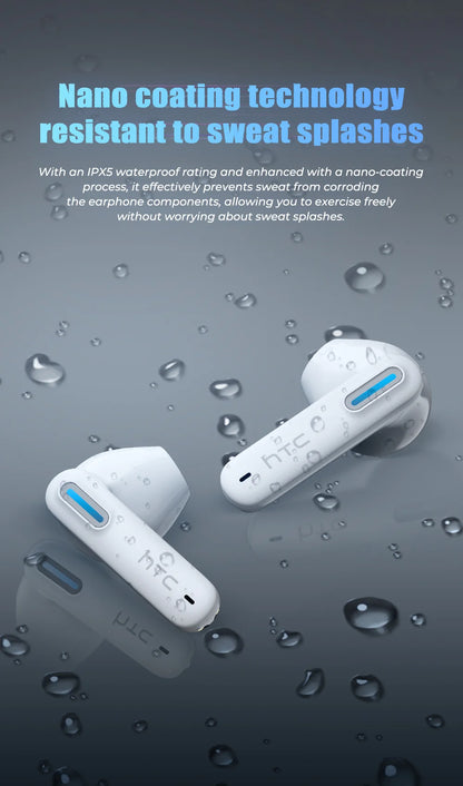 HTC NE49 Bluetooth-Kopfhörer V6.0 TWS Sport Wireless Kopfhörer Ultra geringe Latenz Gaming-Headset Ohrhörer Lange Lebensdauer
