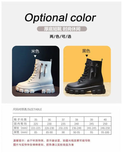 Stiefeletten 2025 Neuer koreanischer Stil mit Fleece gefüttert, Herbst-Winter High-Top Baumwollschuhe, Damenstiefel mit hohem Absatz, mittelhohe Stiefel