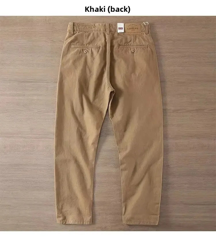 Neue Herren Frühling und Herbst Retro Komfort Gerade Hose Slacks  100% Baumwolle Modische Locker Freizeit Hose für Männer