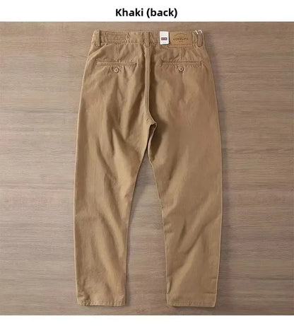 Neue Herren Frühling und Herbst Retro Komfort Gerade Hose Slacks  100% Baumwolle Modische Locker Freizeit Hose für Männer