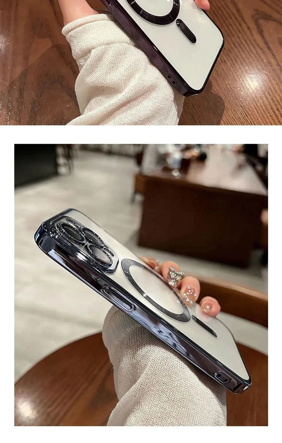 Verchromtes weiches TPU-Case mit vollständigem Linsenschutz für iPhone 13 14 12 11 15 Pro Max Plus Magsafe magnetische Handyhülle kabelloses Ladecover