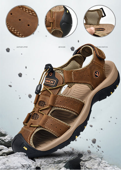 Sommer Herren Sandalen Kunstleder Herren Freizeitschuhe Outdoor Herren Ledersandalen für Herren Strandschuhe Große Größen 38-48