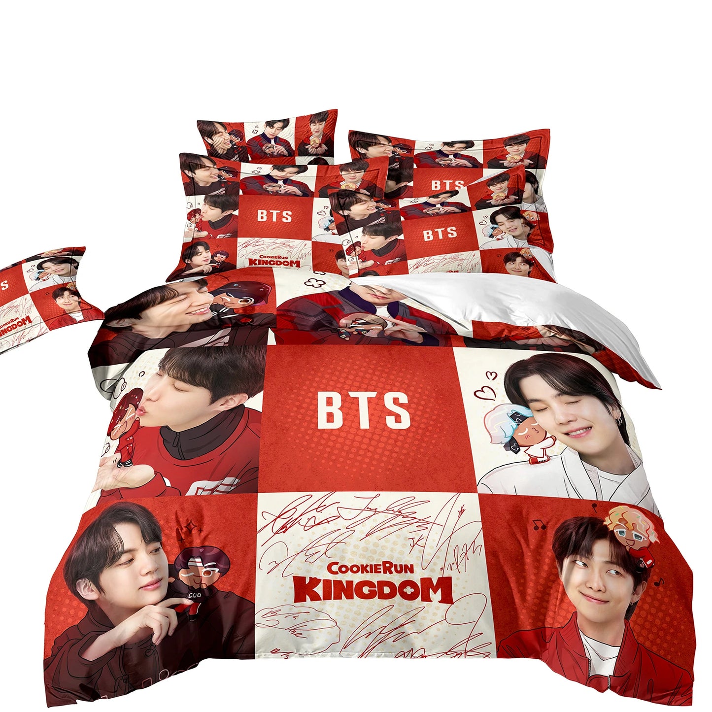 BTS Herren Gruppe Bettwäsche Musikband Bettwäsche für alle Jahreszeiten Twin-Bettwäsche-Set 3-teilig Steppbett Bettdeckenbezug Doppel-King-Bettwäsche-Set