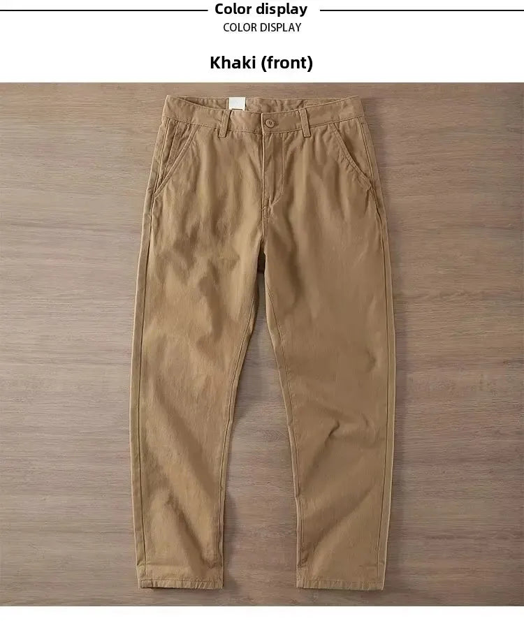 Neue Herren Frühling und Herbst Retro Komfort Gerade Hose Slacks  100% Baumwolle Modische Locker Freizeit Hose für Männer