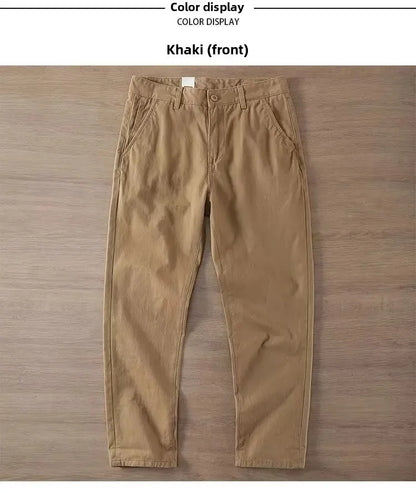 Neue Herren Frühling und Herbst Retro Komfort Gerade Hose Slacks  100% Baumwolle Modische Locker Freizeit Hose für Männer